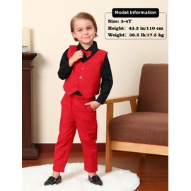 A&J DESIGN Christmas Outfit Toddler Boy Red Suit Valentine Day Gentleman Tuxedo Black 12-18 Months