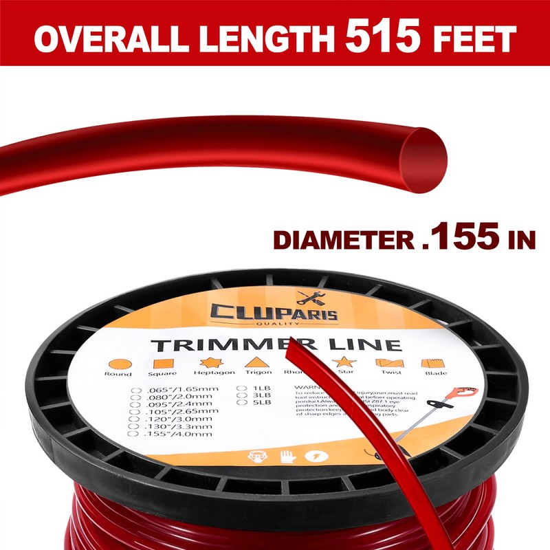 Cluparis .155-Inch 5-Lb Heavy Duty Trimmer Line, Commercial Round Weed