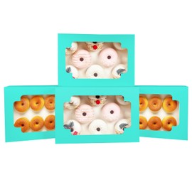 Gcardist Auto-pop Up Mint Blue 30.5x20.3x6.4cm 12Pcs Cookie Box with Window Pastry Macaron Bakery Box for Packaging (12x8x2.5 inch)