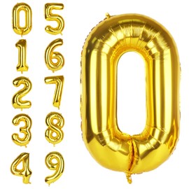 Number 0 Balloons 40 Inch Large Helium Foil Mylar Balloons For Birthdays Party Decorations/Wedding/Anniversary/Graduations/Baby Shower (Gold)