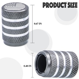 MEAJOO 5PCS USA Flag Tire Valve Stem Caps, with Plastic Liner Corrosion Resistant Leak-Proof, Universal for Cars, SUVs, Bike, Bicycles,Trucks and Motorcycles (Gray)