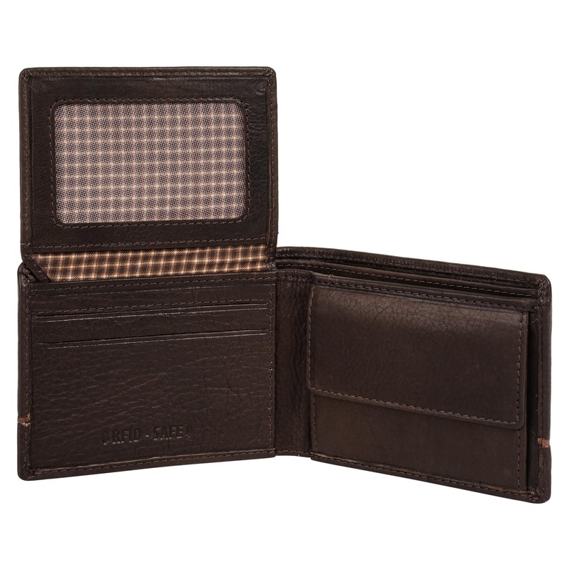 bruno banani Genuine Leather Men's Wallet - 022003, brown, rfid