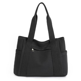 LQSCJS Canvas Handbag Women's Shoulder Bags for Women Canvas Handbag Shoulder Bag Women's Handbag with Zip for Shopper School Casual Travel, black