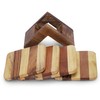 Ajuny Wooden Square Drink Coasters with Holder Set of 4