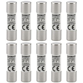 Baomain Fuse Link RT18-32 (RO15 RT14 RT19) 3A Cylindrical Ceramic Tube 10x38mm 500V listed Pack of 10