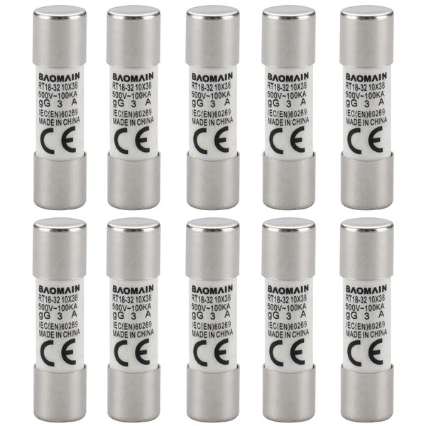 Baomain Fuse Link RT18-32 (RO15 RT14 RT19) 3A Cylindrical Ceramic
