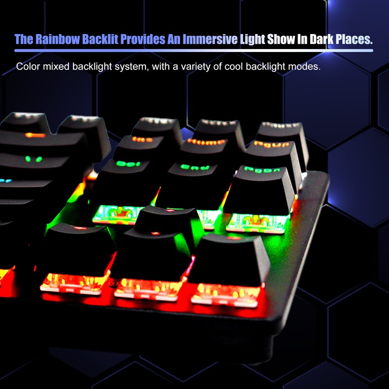 biojee Wired 87-Key Mechanical Gaming Keyboard Rainbow Backlit Keyboard For