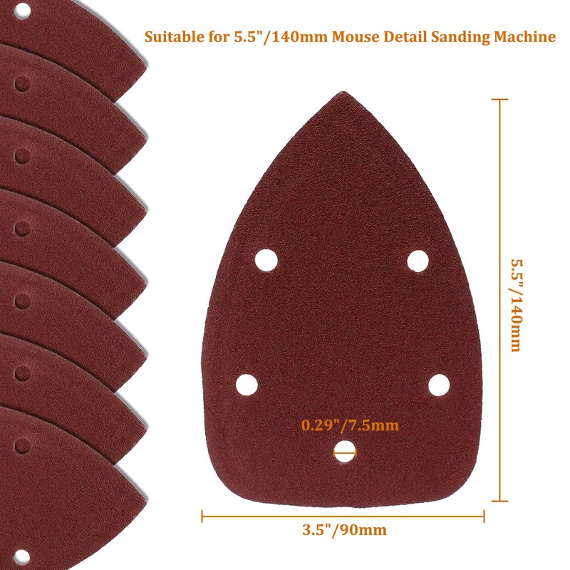 Cjueiom 50 Pcs 400 Grit Mouse Detail Sander Sandpaper, 5