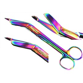 German Stainless Lister Bandage Scissors 7.25" Multi Color Rainbow Color Stainless Steel Cynamed