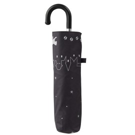 Miyashima 18710 Folding Umbrella, 19.7 inches (50 cm), For Rain or Shine, Black Coating, Walking Cats, Black