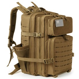 QT&QY Military Tactical Backpacks For Men Molle Daypack 45L Large 3 Day Bug Out Bag Hiking Rucksack With Bottle Holder