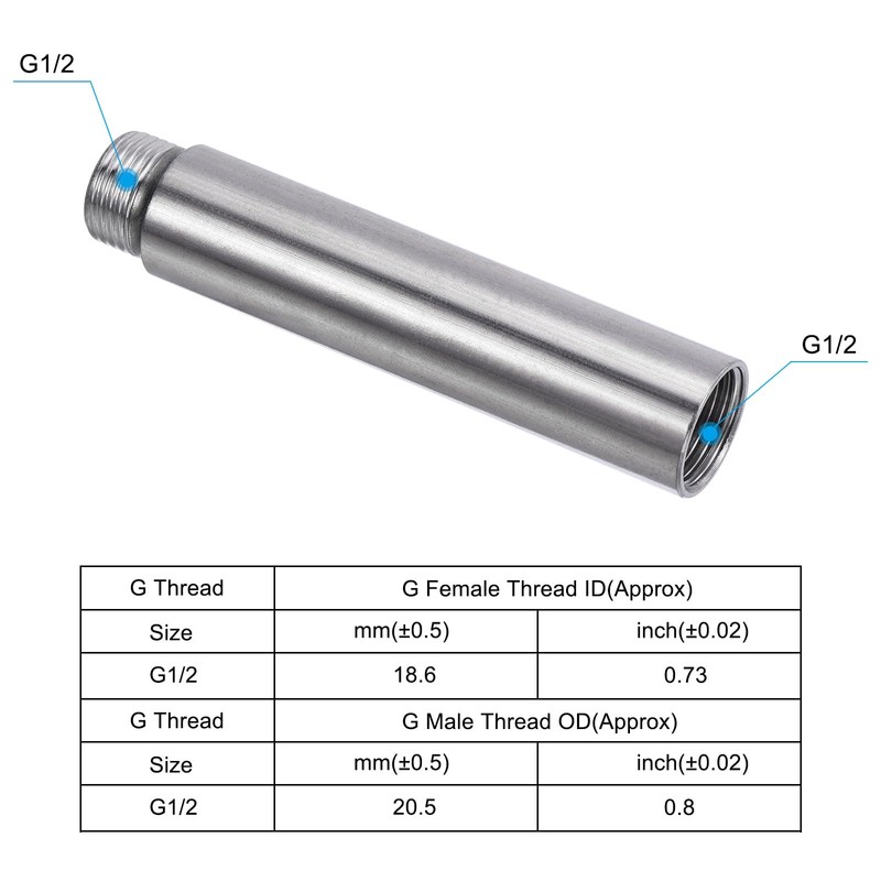 PATIKIL Shower Head Extension Arm, 2 Pack Stainless Steel G1/2
