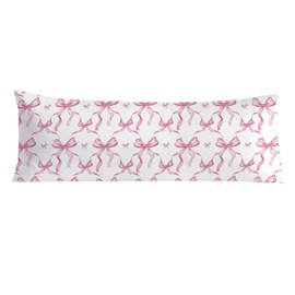 PIUD Coquette Pink Bow 20x54 Body Pillow Cover, Coquette Preppy Room Dorm Decor, Girly Room Decor Aesthetic, Pink Ribbon Decorative Long Body Pillow Cases for Bed Couch