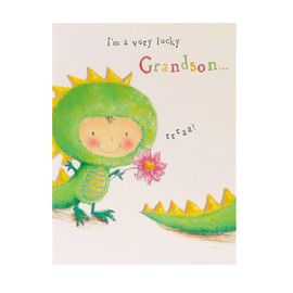 UK Greetings Mother's Day Card from Grandson With Envelope - Sweet Dinosaur Design, Green