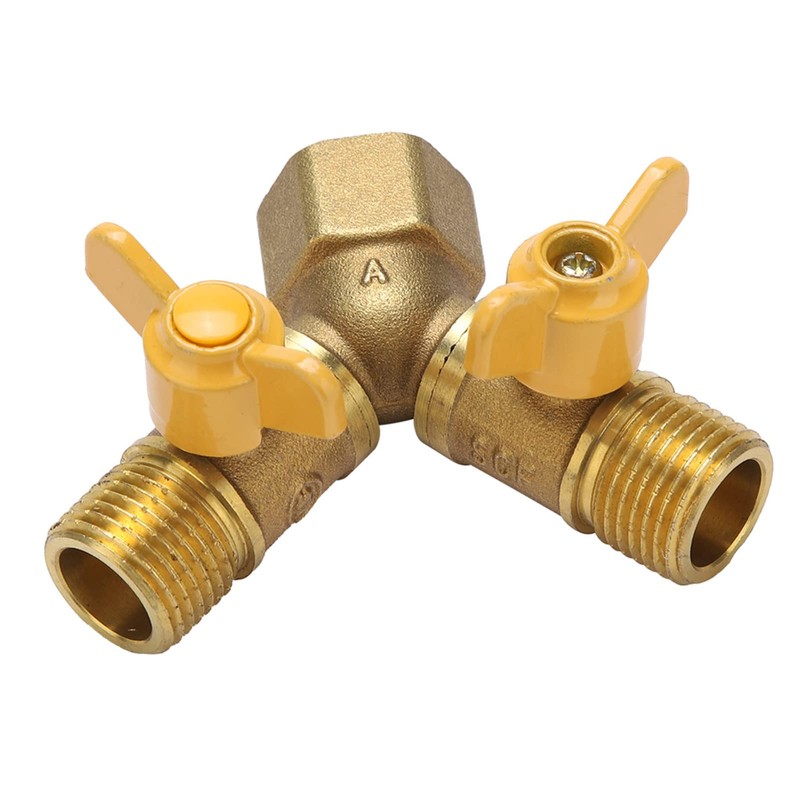 G1/2 Brass Garden Irrigation 2 Way Y Hose Splitter Double