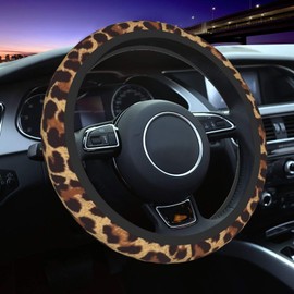 Cool Cheetah Leopard Universal 15 Inch Steering Wheel Covers Non Slip Neoprene Car Wrap Cover for Adults