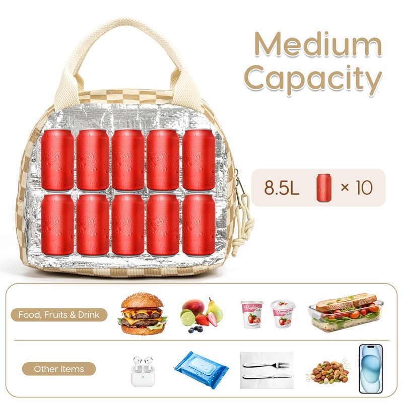 Kunoli Lunch Bags for Women, Insulated Lunch Bag, Reusable Corduroy