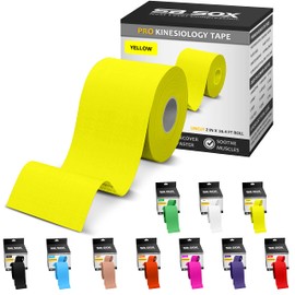 SB SOX Pro Synthetic Kinesiology Tape (Precut & Uncut Options) – Longer Lasting Performance Fabric Option to Our Original Cotton Kinesiology Tape - Also Latex Free, Water Resistant! (Yellow - Uncut)