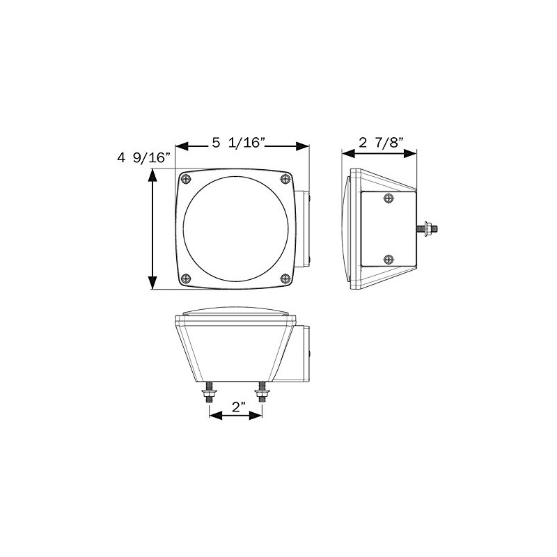 Optronics 2 Pack Universal Square Red LED Stud Mount Combo