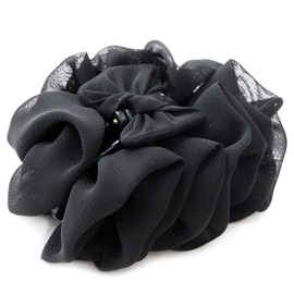 JewelVOX Hair Accessory, Drape Chiffon Ruffled Mini Hair Claw Gives a Feminine and Gentle Impression, Black Choose