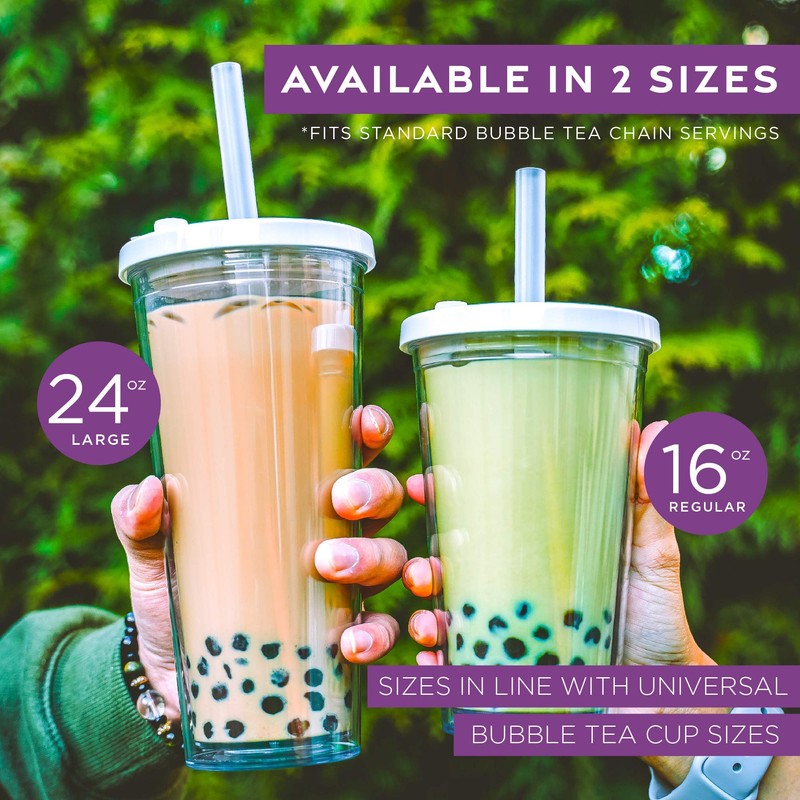 Reusable Boba Cup for Large Size Bubble Tea (24 Oz),