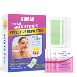 SUMAX 72 Wax Strips for Face Waxing Strips Body Hair Removal Body Wax Strips Hair Removal Bikini Wax Strips for Brazilian Waxing Strips for Eyebrows, Face, Underarms, Bikini