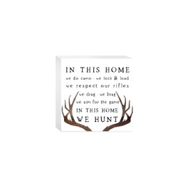 We Hunt, Simply Said Designs, Wood Block Sign, 5"x5" Freestanding, Shelf or Wall Displayed, Artist Designed Home Décor.