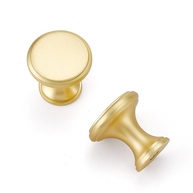 Ravinte 30 Pack Brushed Brass Kitchen Cabinet Knobs, Solid Brass