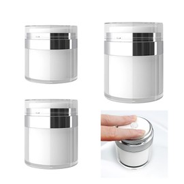 Paifeancodill Airless Pump Jar, 3 Pcs Cream Jar Vacuum Bottle, Refillable Cream Airless Pump Bottles, 0.5oz /1oz /1.7oz Cosmetic Cream Jar, Air Jars Bottles, Leak-Proof Travel Containers