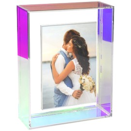 Mutellstory 8x10 Acrylic Picture Frame Neon Floating Photo Frame for Wall Mount and Tabletop Decorative in Gallery Home Office, Iridescent