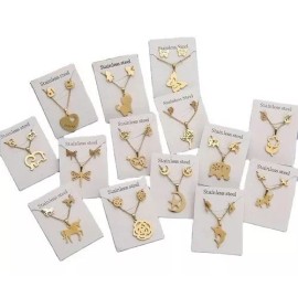 Eco R. Set 12 Juegos Collar Dije + Aretes Acero Inoxidable Mayoreo