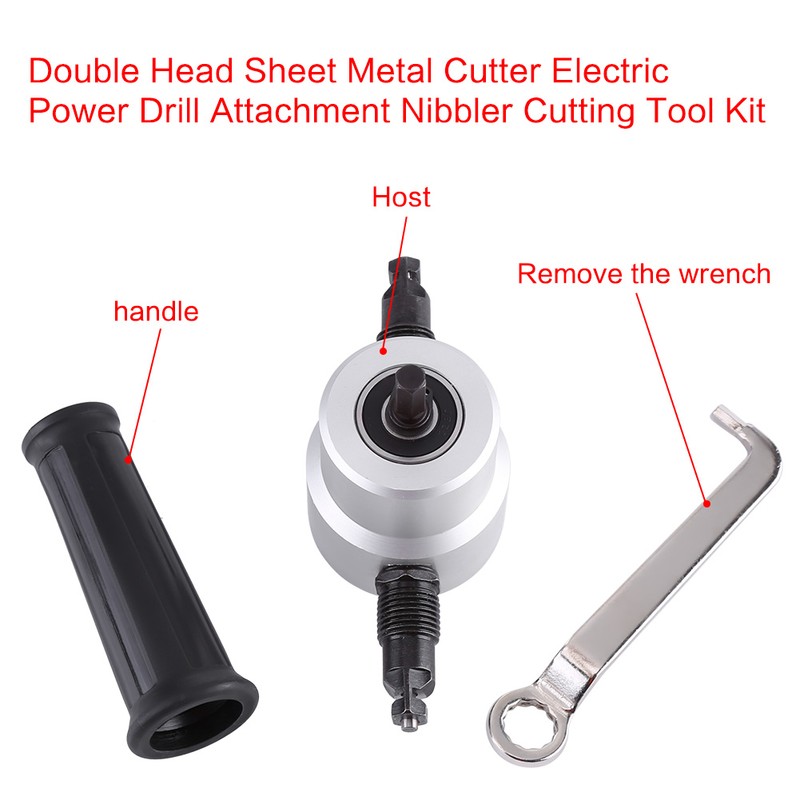 Double Head Sheet Metal Cutter Electric Power Drill Attachment Nibbler
