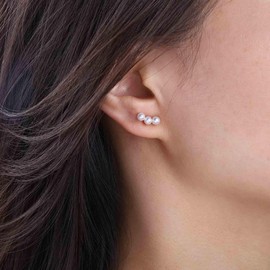 Yheakne Vintage Pearl Ear Climber Earrings Gold Pearl Ear Crawler Earrings Tiny Pearl Stud Earrings Pearl Climber Crawler Earrings Jewelry for Women