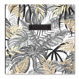 KARRMA | Photo Album with 200 Photo pockets Suitable for photos size 6" x 4" (15cm x 10cm) Memo Section a Stiff Backed Padded Cover Inside Contains Slip in Pockets - Gold Leaves