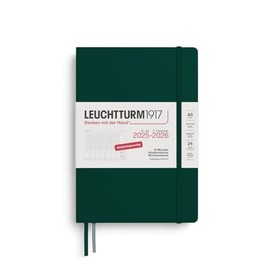 LEUCHTTURM1917 372638 Academic Weekly Planner Medium (A5) 2026, 18 Months 07.2025-12.2026, Hardcover, Forest Green, German