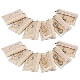 Vlando 12 Pcs Travel Velvet Jewellery Pouch with Zipper Clear Travel Jewellery Bag Jewellery Organiser for Travel Business Trip