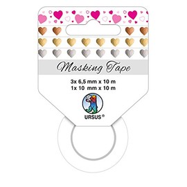 Ursus 58850002 Masking Tape, Hearts, Set of 4