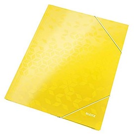 Leitz 3-Flap Folder, Holds up to 150 A4 Sheets, Elastic Closure, Cardboard, Yellow, WOW Range, 39820016