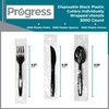 Progress Plastic Cutlery individually wrapped utensils, Heavy Weight black disposable