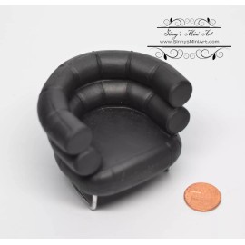 SMA 1:12 Dollhouse Miniature Barrel Chair Black/ Miniature Furniture AZ S8008B