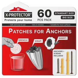 X-Protector Patches for Anchors - Set of 60-20 Patches + 20 Anchors + 20 Screws - Loose Wall Anchor Fix Pad - Dry Wall Anchor Repair Pads - Plaster Wall Anchors - Wall Anchors Repair Patches!