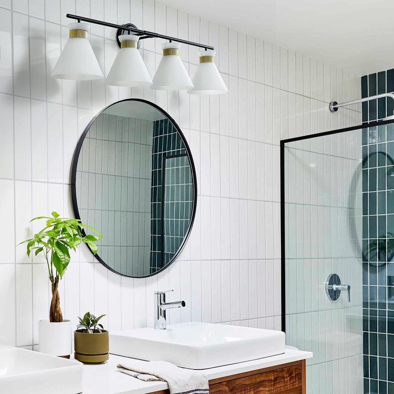 WOSHITU Bathroom Vanity Light Fixtures: 4-Light Mid Century Modern Vanity