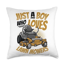 Just A Boy Who Loves Lawn Mower Throw Pillow
