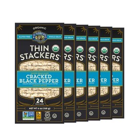 Lundberg Organic Thin Stackers, Cracked Black Pepper, 6 oz (Pack of 6), Thin Rice Cakes, Gluten-Free, Vegan, Healthy Snacks