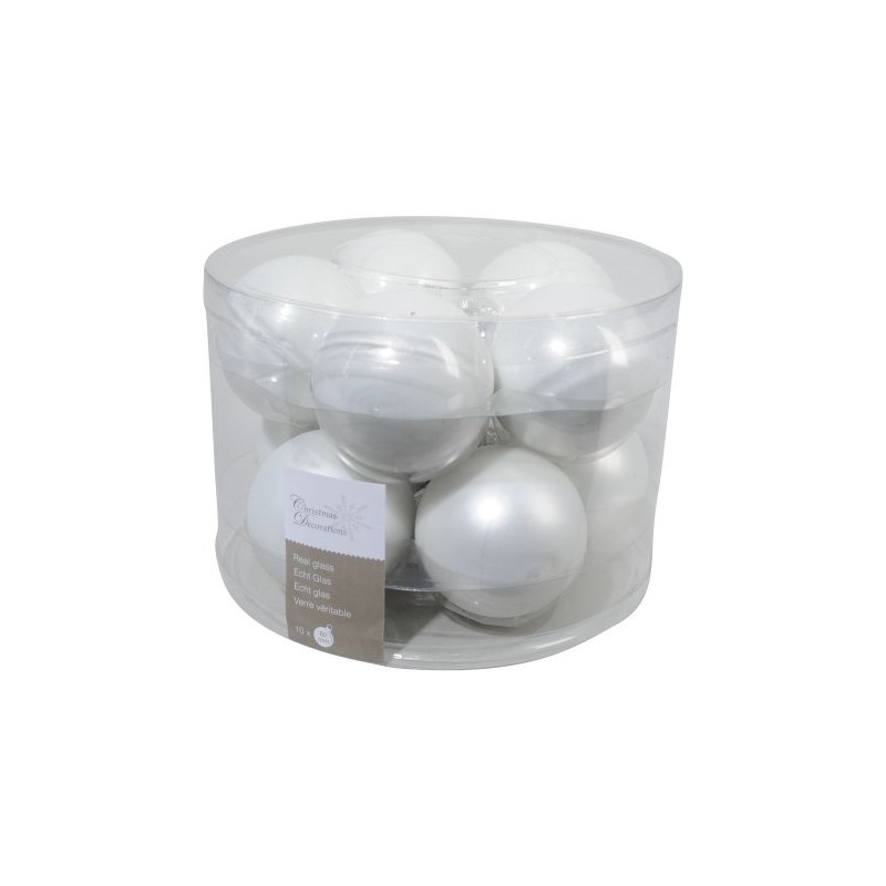 Glass Christmas Bauble, Winter White, 6 cm, One Size, DEO4063125