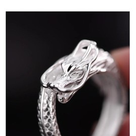 SHIMAO S925 Sterling Silver Rings Dragon Shaped Rings Trendy Cool Dragon Adjustable Open Rings