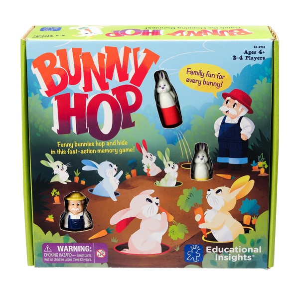 Educational Insights Bunny Hop: Memory & Color Recognition Preschool & Toddler Game, 2-4 Players, Gift for Kids Ages 4+