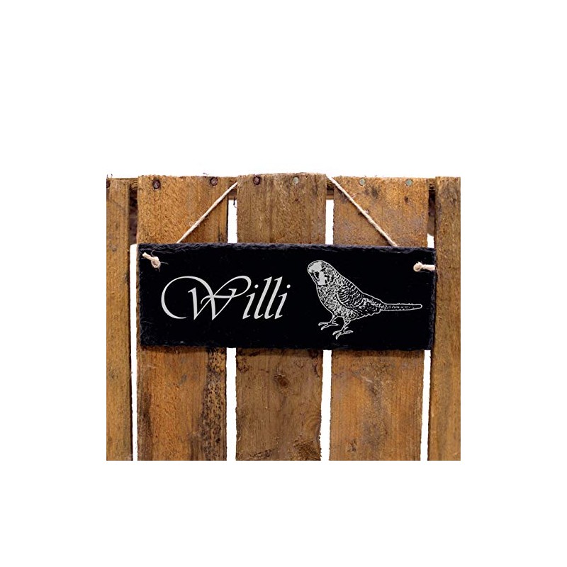 Budgies Sign, Slate Plaque with Engraving, Name Plate, Desired Name,