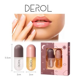 DEROL Lip Plumper by Vafee, Natural Lip Plumper and Lip Care Serum, Lip Enhancer for Fuller, Lip Mask, Beautiful Fuller, Hydrating & Reduce Fine Lines 5.5ML (Day& Night)