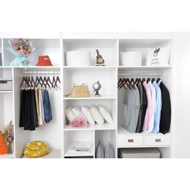 Quality Hangers Quality Wooden Skirt Hangers with Clips 80-Pack Walnut Pants Adjustable Gold Metal Clips, Swivel Hook, Coat, Jacket, Blouse Suit (Walnut - 80) 17.5'' inch